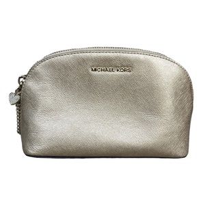Michael Kors Small Dome Cosmetic Travel Accessories Bag Gold Used Condition